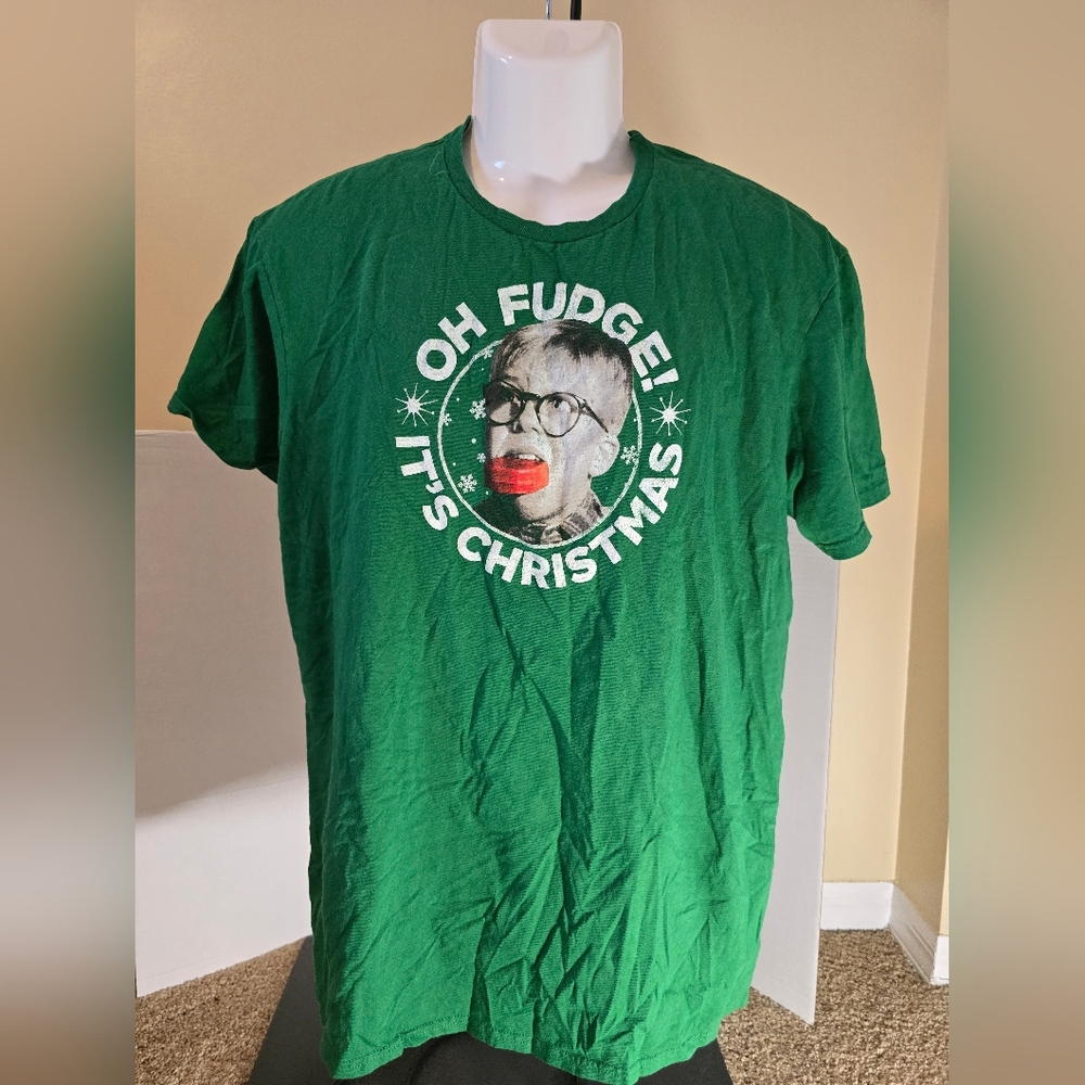A Christmas Story Oh Fudge It's Christmas Short Sleeve T-Shirt, Green, L